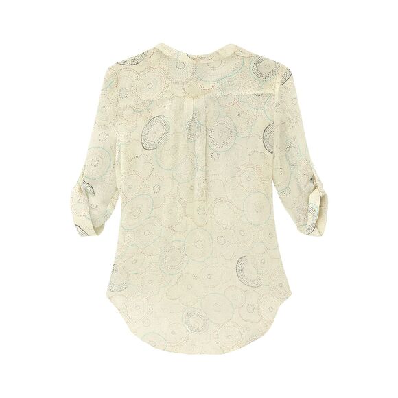 Lane Bryant Blouse 14/16 Cream Sheer Multicolor Print 3/4 Sleeve Business Casual - Picture 7 of 9